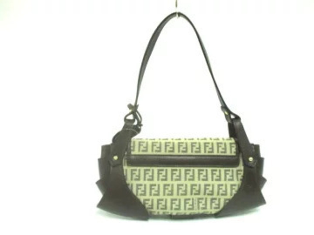 Fendi Leather Jacquard Multi Bag Dark Brown Shoulder Zucchino Beige Brown Tan